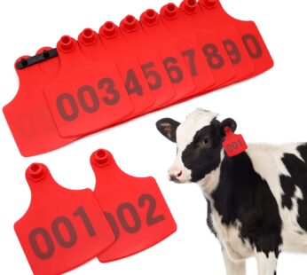 100-Pack Cows Large Numbered Ear  Tags